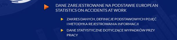 Dane zarejestrowane na podstawie European Statistics on Accidents at Work