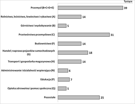 Liczba poszkodowanych w wypadkach przy pracy, kt&oacute;re wydarzyły się w ciągu ostatnich 12 miesięcy, na podstawie badania przeprowadzonego w 2013 roku