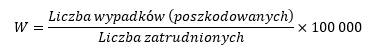 Wskaźnik częstości określający liczbę wypadk&oacute;w przy pracy przypadającą na określoną liczbę przepracowanych godzin 