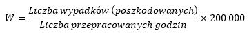 wz&oacute;r - Wskaźnik wypadk&oacute;w przy pracy przypadający na 200 000 przepracowanych godzin (IR)